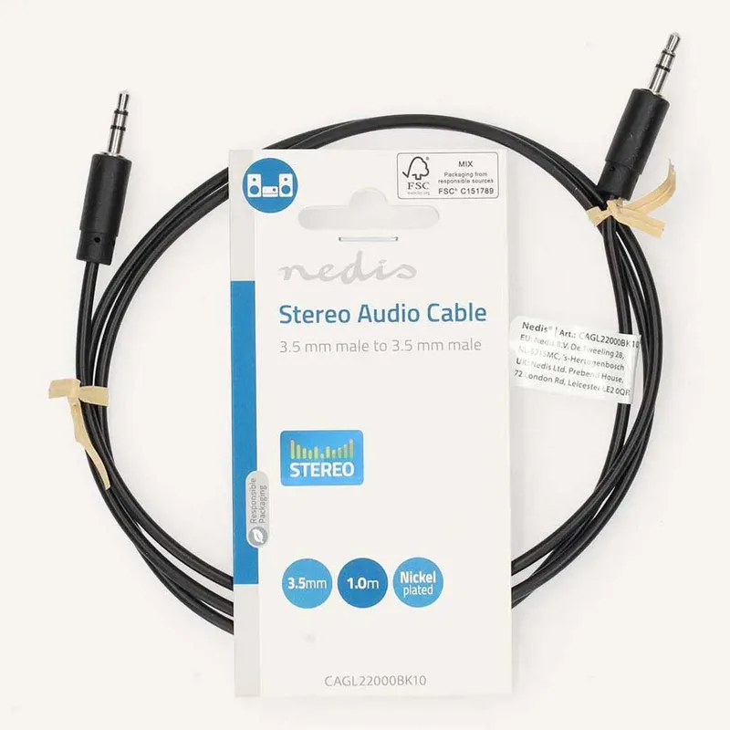 Cagl22000bk10 Stereo Audiokabel M-m Vernikkeld 3.5mm 3.5mm 1 M van Nedis – productfoto 3 van 3