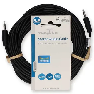 Cagl22000bk100 Stereo Audiokabel M-m Vernikkeld 3.5mm 3.5mm 10 M van Nedis – productfoto 3 van 3