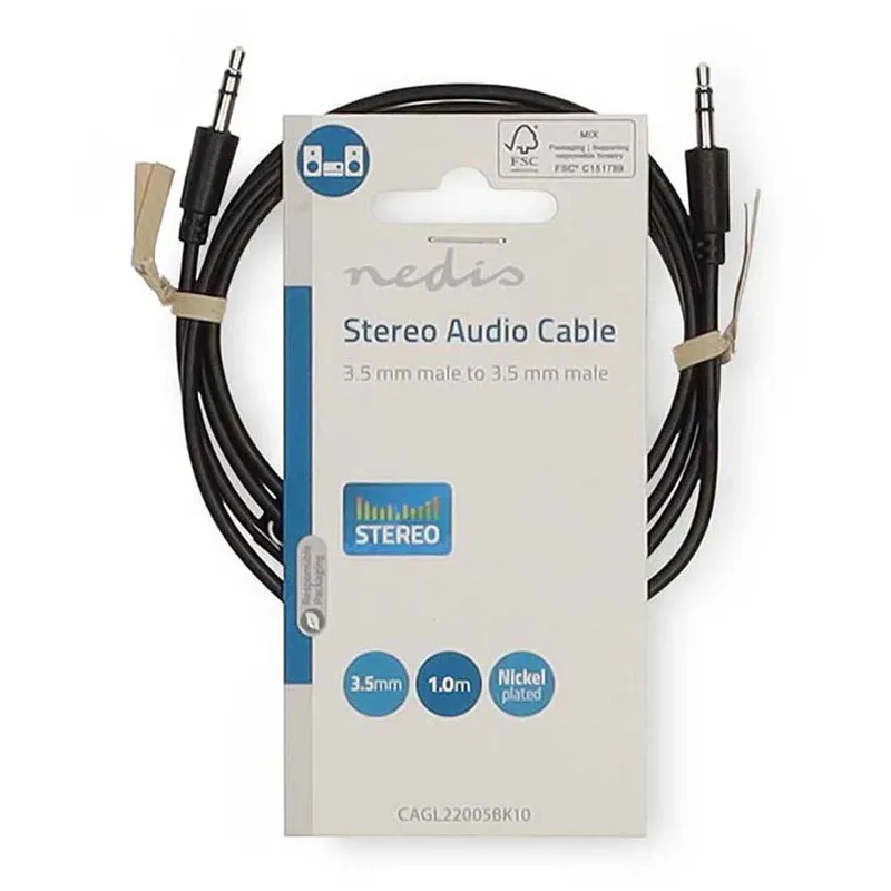 Cagl22005bk10 Stereo Audiokabel M-m Vernikkeld 3.5mm 3.5mm 1 M by Nedis – product photo 3 of 3