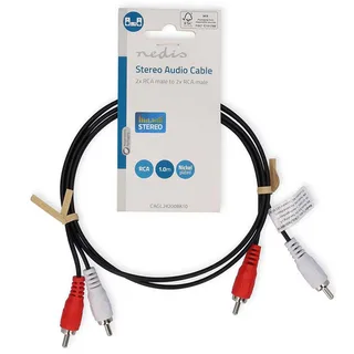 Cagl24200bk10 Stereo Audiokabel 2x Rca M-2x Rca M Vernikkeld 1 M van Nedis – productfoto 3 van 3