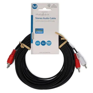 Cagl24200bk100 Stereo Audiokabel 2x Rca M-2x Rca M Vernikkeld 10 M von Nedis – Produktfoto 3 von 3