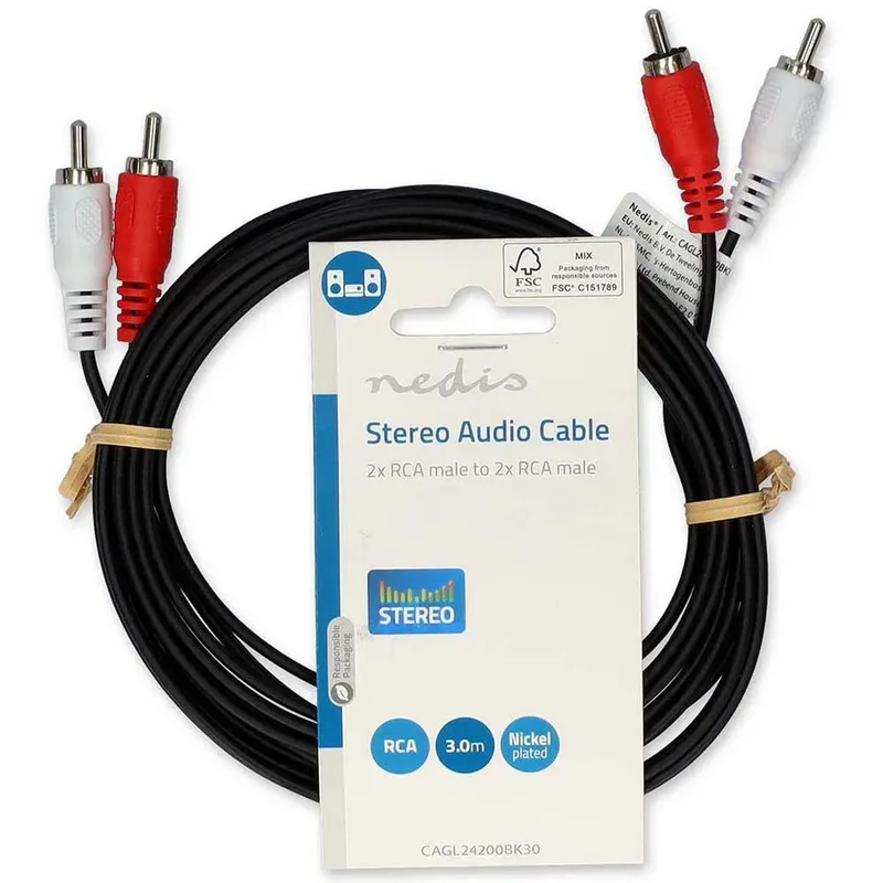Cagl24200bk30 Stereo Audiokabel 2x Rca M-2x Rca M Vernikkeld 3 M by Nedis – product photo 3 of 3