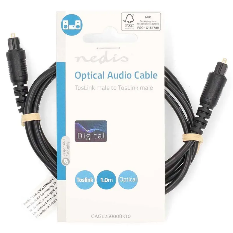 Cagl25000bk10 Toslink M-toslink M Optische Audiokabel 1 M by Nedis – product photo 3 of 3