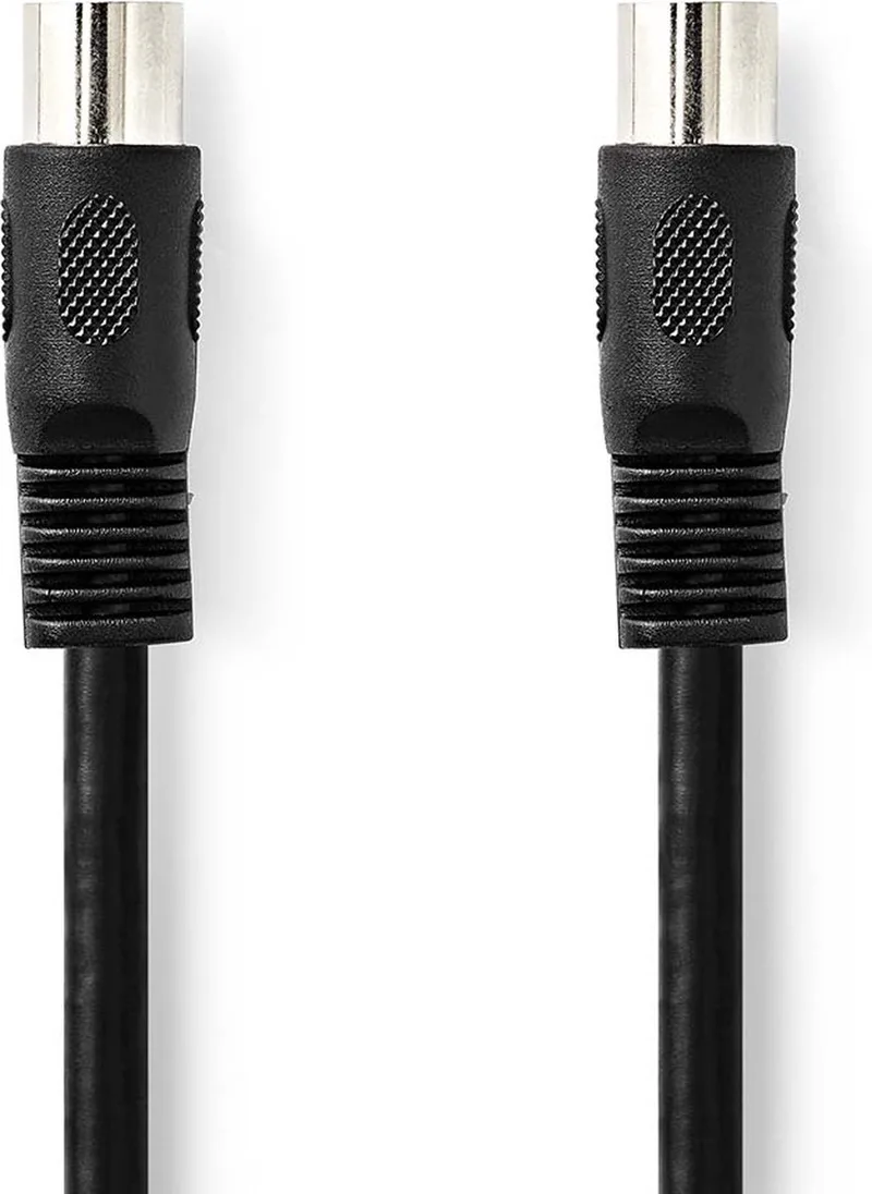 DIN-Audiokabel - DIN 5-Pins Male - DIN 5-Pins Male - Vernikkeld - 2.00 m - Rond - PVC - Envelop by Nedis in Black – product photo