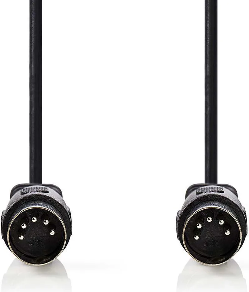 DIN-Audiokabel - DIN 5-Pins Male - DIN 5-Pins Male - Vernikkeld - 3.00 m - Rond - PVC - Envelop van Nedis in Zwart – productfoto