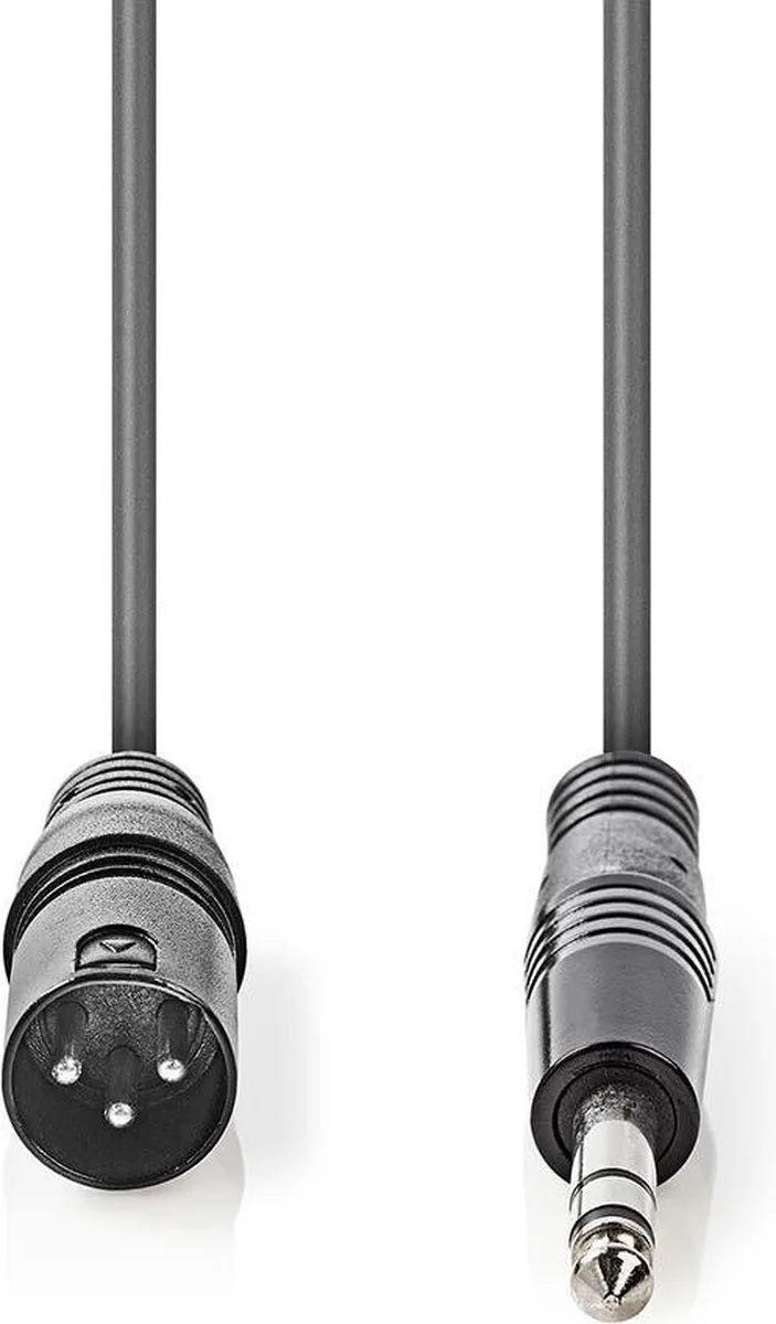 Gebalanceerde Audiokabel - XLR 3-Pins Male - 6,35 mm Male - Vernikkeld - 5.00 m - Rond - PVC - Kartonnen Sleeve by Nedis in Dark grey – product photo