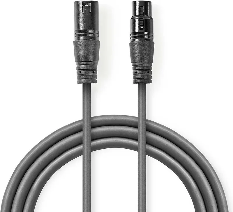 Gebalanceerde Audiokabel - XLR 3-Pins Male - XLR 3-Pins Female - Vernikkeld - 20.0 m - Rond - PVC - Gift Box by Nedis in Dark grey – product photo
