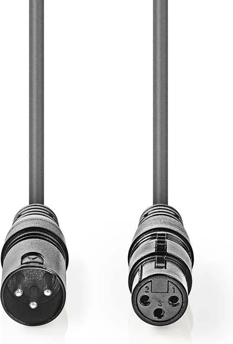 Gebalanceerde Audiokabel - XLR 3-Pins Male - XLR 3-Pins Female - Vernikkeld - 10.0 m - Rond - PVC - Gift Box by Nedis in Dark grey – product photo