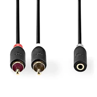 Goud Cabw22255at10 Stereo Audiokabel 2x Rca M-v Verguld 3.5mm 1 M by Nedis – product photo 2 of 2