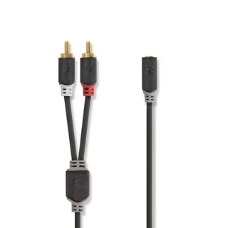 Goud Cabw22255at10 Stereo Audiokabel 2x Rca M-v Verguld 3.5mm 1 M by Nedis – product photo 1 of 2