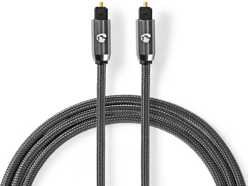 Optische Audiokabel - TosLink Male - TosLink Male - 2.00 m - Rond - Katoen - Cover Window Box van Nedis in Gun Metal Grijs – productfoto