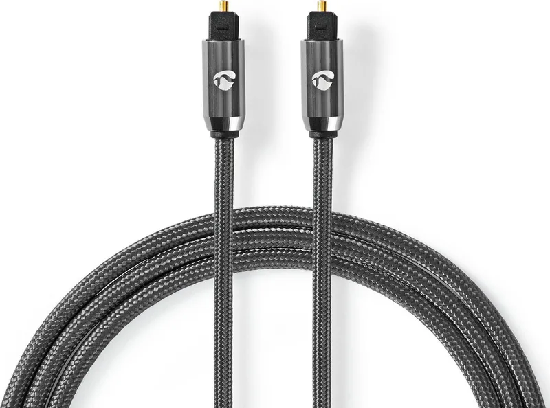 Optische Audiokabel - TosLink Male - TosLink Male - 3.00 m - Rond - Katoen - Cover Window Box van Nedis in Gun Metal Grijs – productfoto