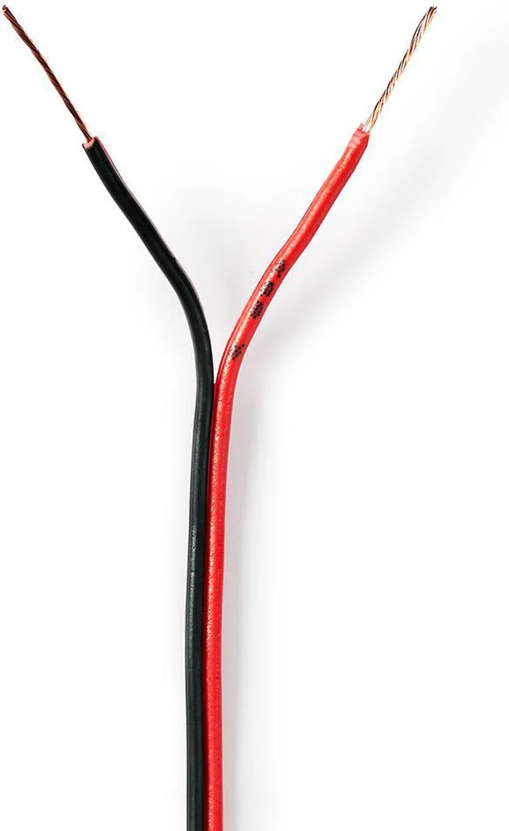 Speaker-Kabel - 2 x 0.35 mm² - CCA - 100 m - Rond - PVC - Rood / Folieverpakking van Nedis in Zwart – productfoto