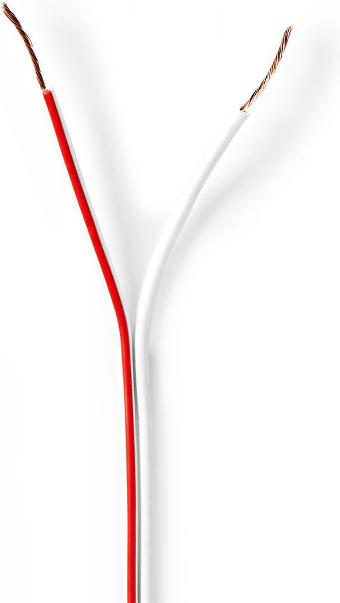 Speaker-Kabel - 2 x 0.50 mm² - CCA - 100.0 m - Rond - PVC - Folieverpakking van Nedis in Wit – productfoto