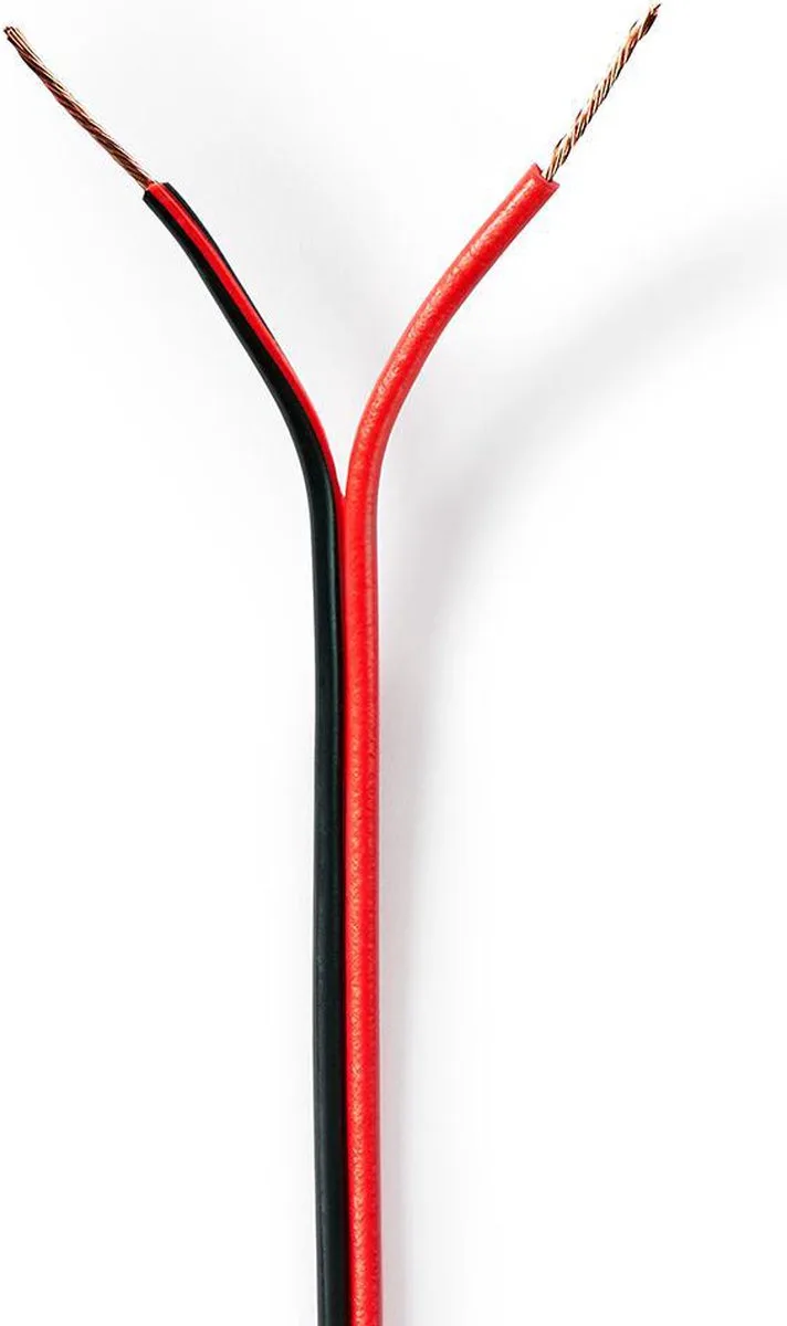Speaker-Kabel - 2 x 0.50 mm² - CCA - 100 m - Rond - PVC - Rood / Folieverpakking van Nedis in Zwart – productfoto
