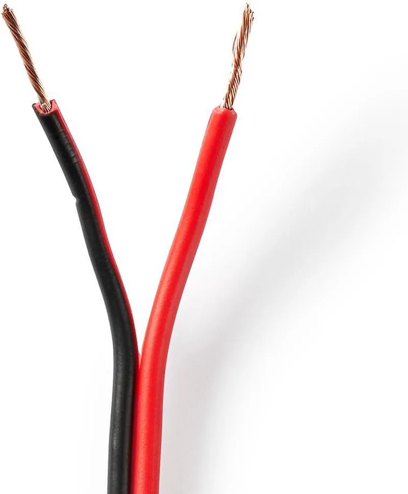 Speaker-Kabel - 2 x 0.75 mm² - CCA - 100 m - Rond - PVC - Rood / Folieverpakking van Nedis in Zwart – productfoto