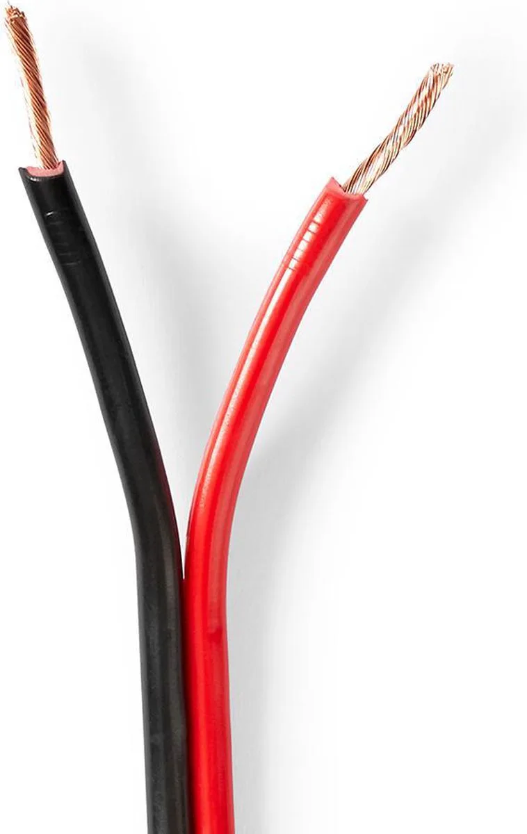 Speaker-Kabel - 2 x 1.50 mm² - Koper - 100 m - Rond - PVC - Rood / Rol van Nedis in Zwart – productfoto