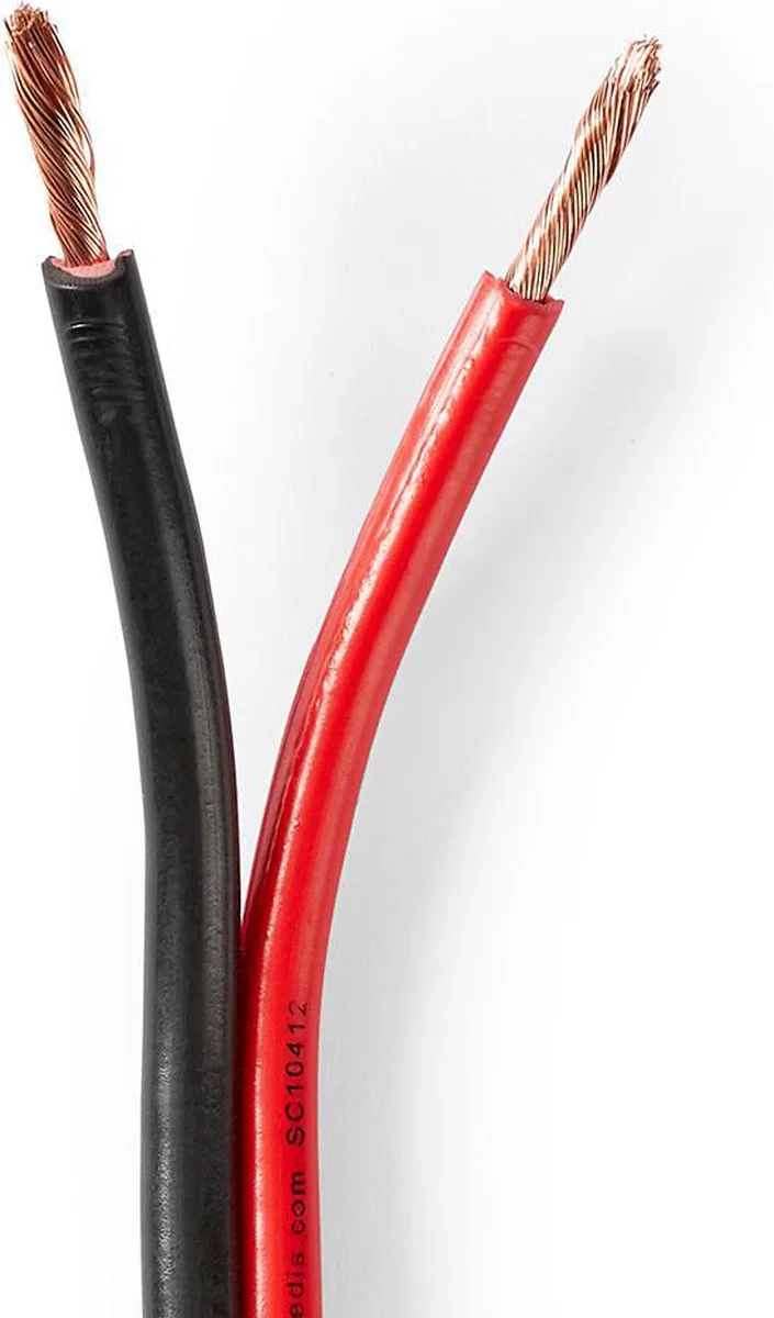 Speaker-Kabel - 2 x 2.50 mm² - CCA - 25.0 m - Rond - PVC - Rood / Folieverpakking by Nedis in Black – product photo