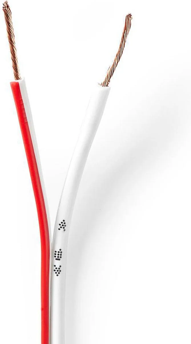 Speaker-Kabel - 2x 0.75 mm² - CCA - 100.0 m - Rond - PVC - Folieverpakking från Nedis i Vit – produktbild
