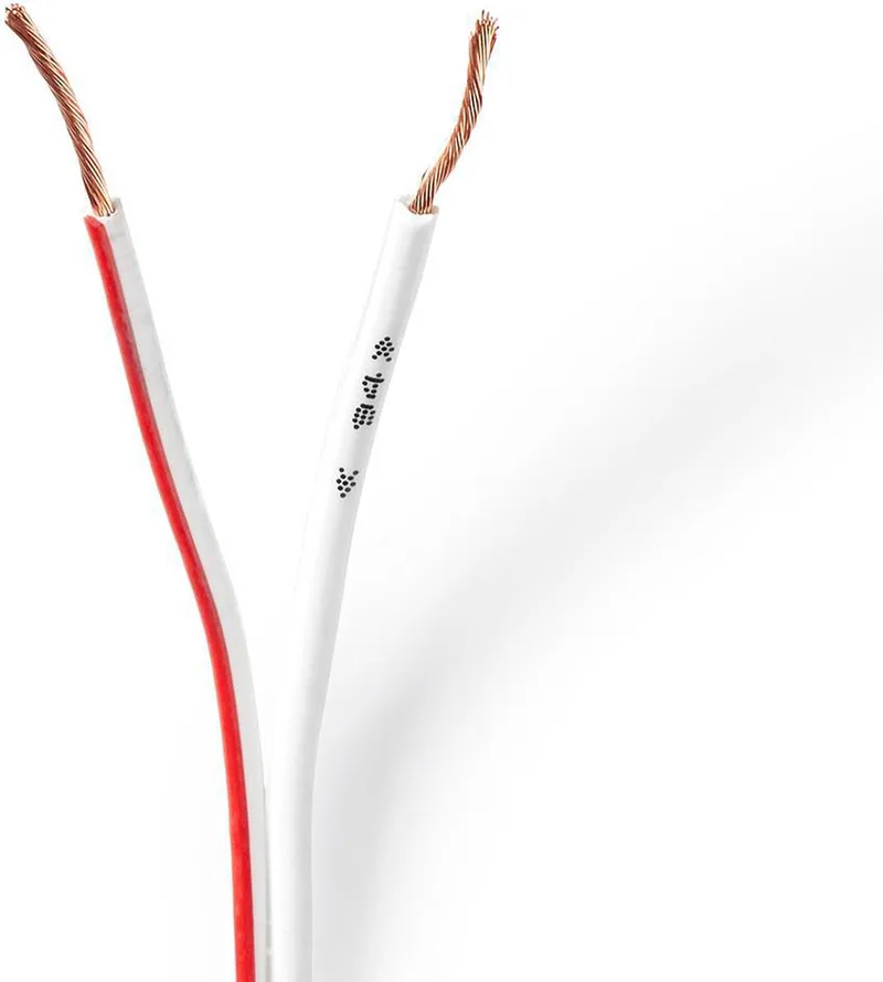 Speaker-Kabel - 2x 0.75 mm² - Koper - 100.0 m - Rond - PVC - Rol by Nedis in White – product photo