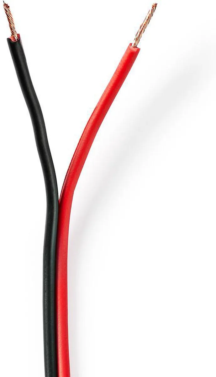 Speaker-Kabel - 2x 0.75 mm² - Koper - 50.0 m - Rond - PVC - Rood / Rol van Nedis in Zwart – productfoto