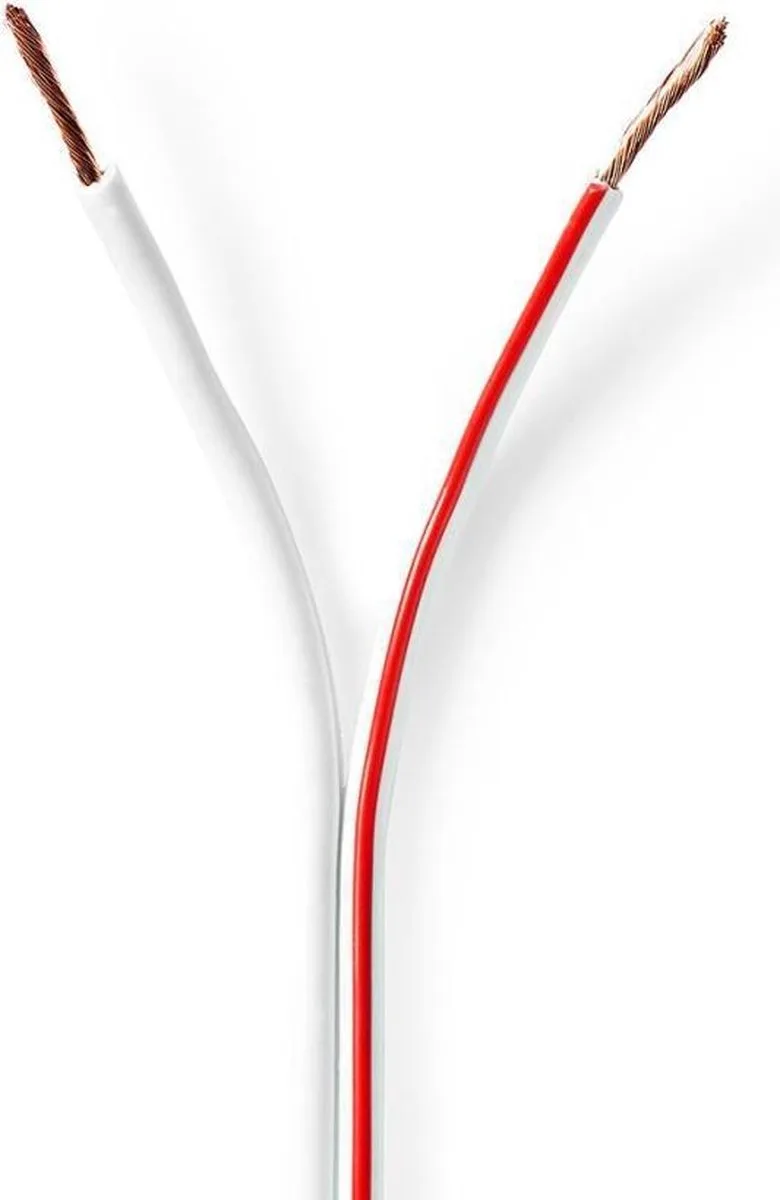 Speaker-Kabel | 2x 1.50 mm² | CCA | 25.0 m | Rond | PVC | Folieverpakking van Nedis in Wit – productfoto