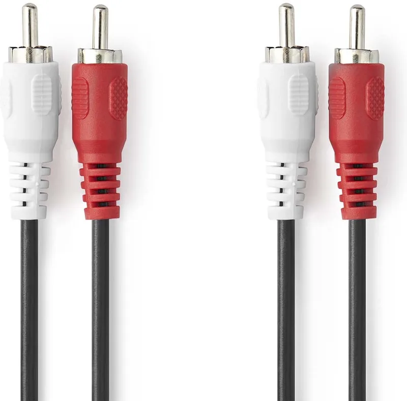 Stereo-Audiokabel - 2x RCA Male - 2x RCA Male - Vernikkeld - 2.00 m - Rond - Envelop van Nedis in Zwart – productfoto
