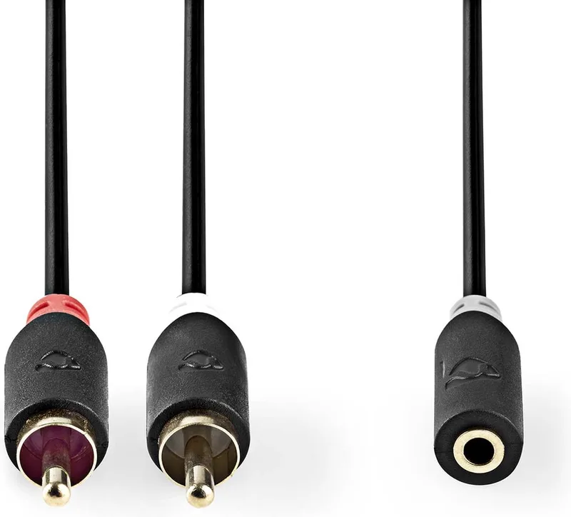 Stereo-Audiokabel - 2x RCA Male - 3,5 mm Female - Verguld - 0.20 m - Rond - Doos by Nedis in Anthracite – product photo