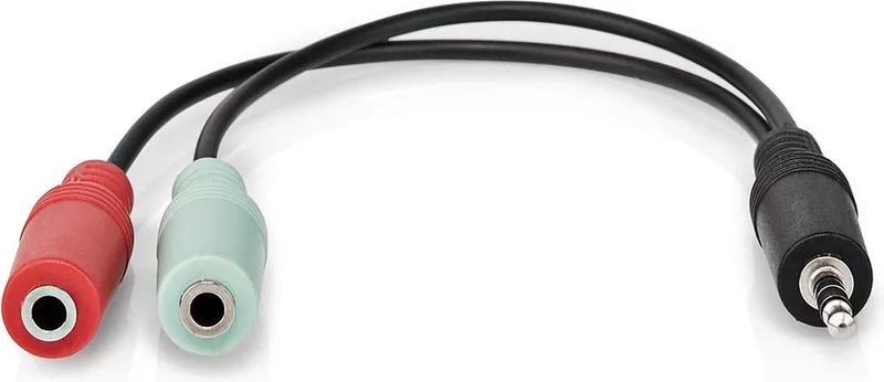 Stereo-Audiokabel - 3,5 mm Male - 2x 3,5 mm Female - Vernikkeld - 0.20 m - Rond - Doos by Nedis in Anthracite – product photo