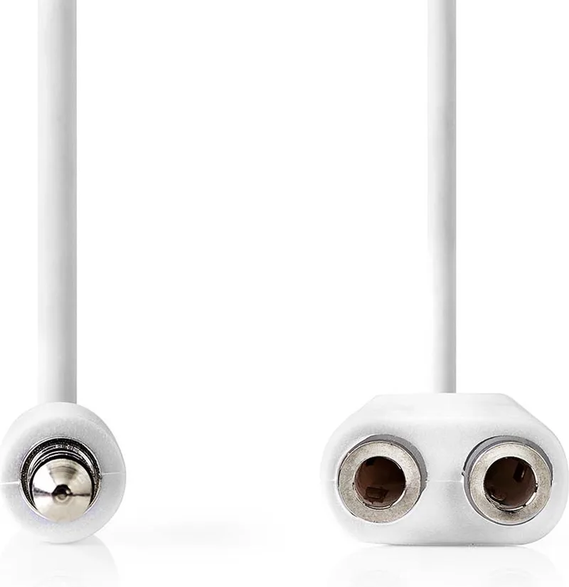 Stereo-Audiokabel - 3,5 mm Male - 2x 3,5 mm Female - Vernikkeld - 0.20 m - Rond - Envelop van Nedis in Wit – productfoto