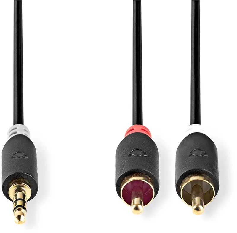 Stereo-Audiokabel - 3,5 mm Male - 2x RCA Male - Verguld - 10.0 m - Rond - Doos by Nedis in Anthracite – product photo