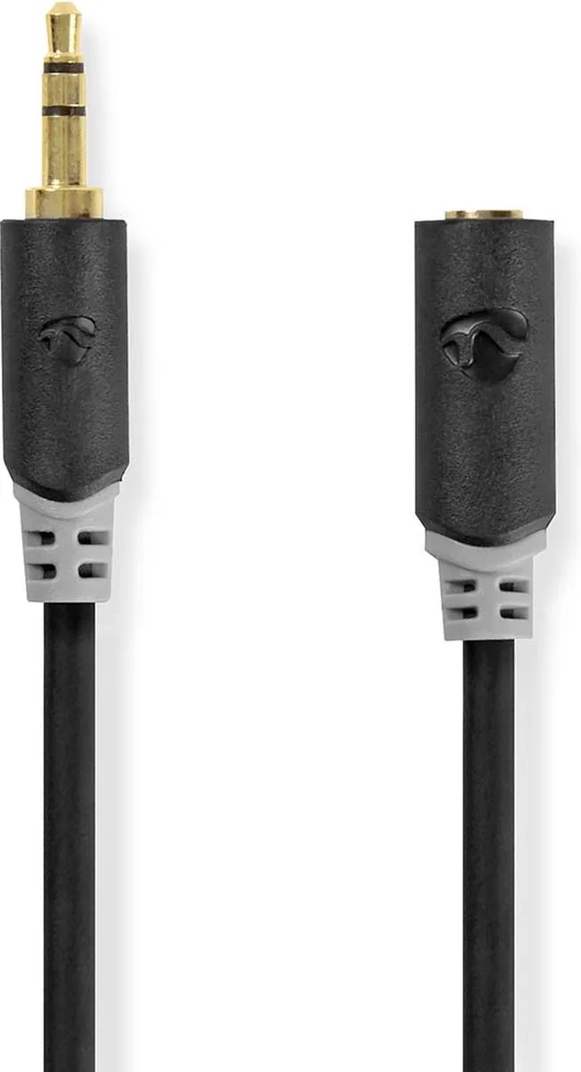 Stereo-Audiokabel - 3,5 mm Male - 3,5 mm Female - Verguld - 2.00 m - Rond - Doos de Nedis en Anthracite – photo produit