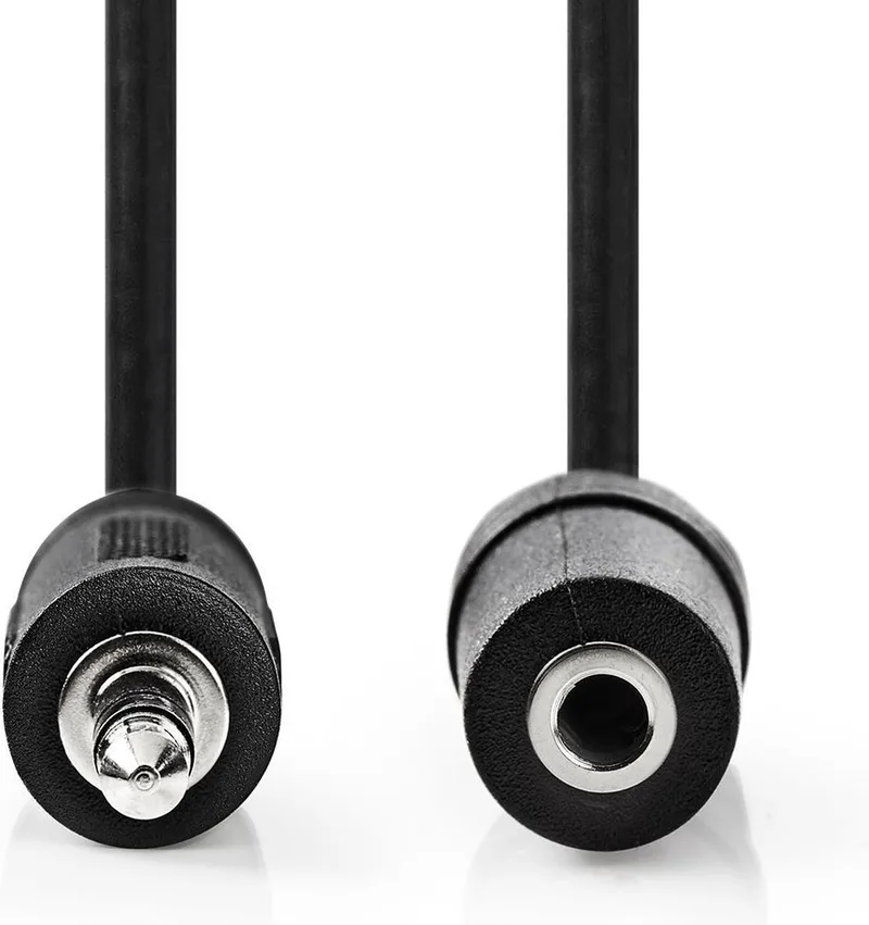 Stereo-Audiokabel - 3,5 mm Male - 3,5 mm Female - Vernikkeld - 2.00 m - Rond - Label van Nedis in Zwart – productfoto