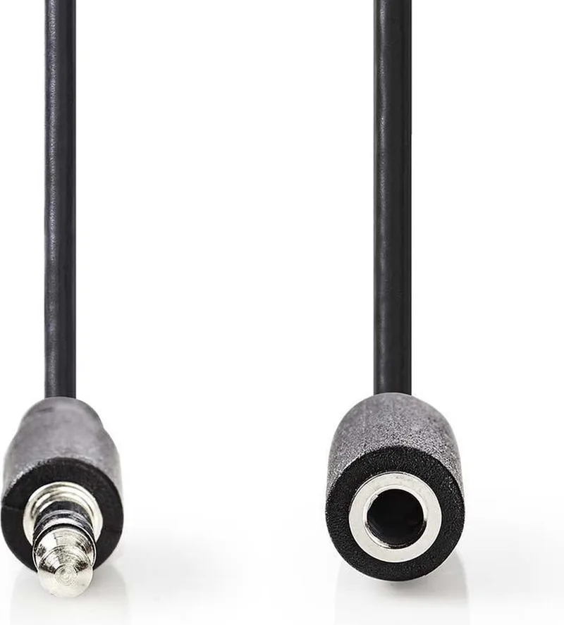 Stereo-Audiokabel - 3,5 mm Male - 3,5 mm Female - Vernikkeld - 2.00 m - Rond - Doos van Nedis in Zwart – productfoto