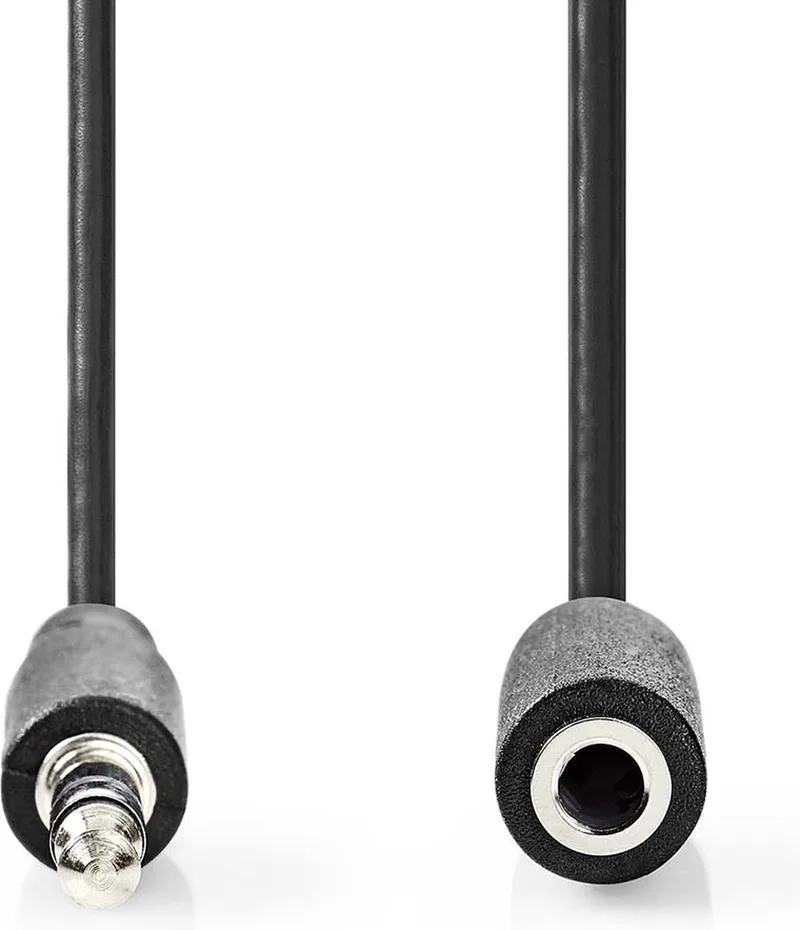 Stereo-Audiokabel - 3,5 mm Male - 3,5 mm Female - Vernikkeld - 5.00 m - Rond - Doos van Nedis in Zwart – productfoto
