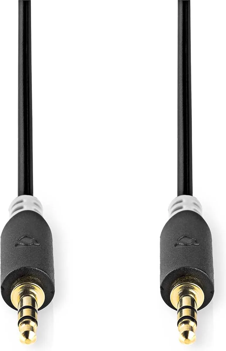 Stereo-Audiokabel - 3,5 mm Male - 3,5 mm Male - Verguld - 0.50 m - Rond - Doos van Nedis in Antraciet – productfoto