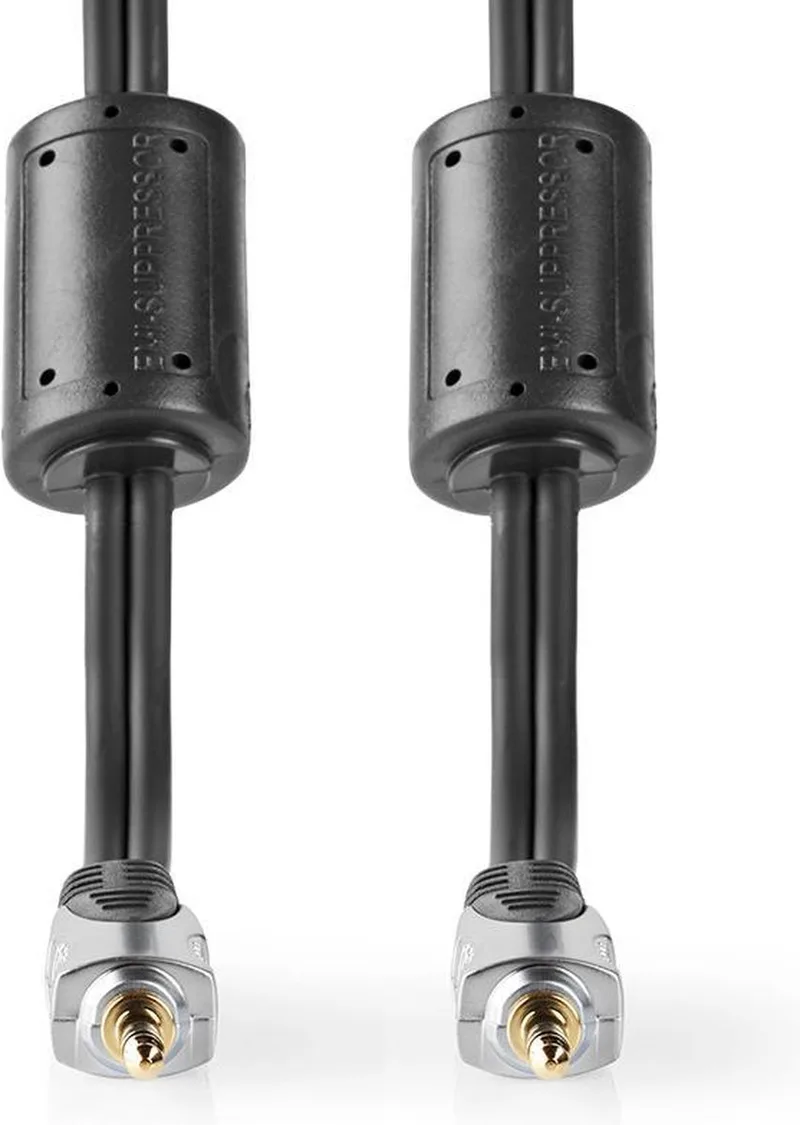 Stereo-Audiokabel - 3,5 mm Male - 3,5 mm Male - Verguld - 5.00 m - Rond - Blister van Nedis in Antraciet – productfoto