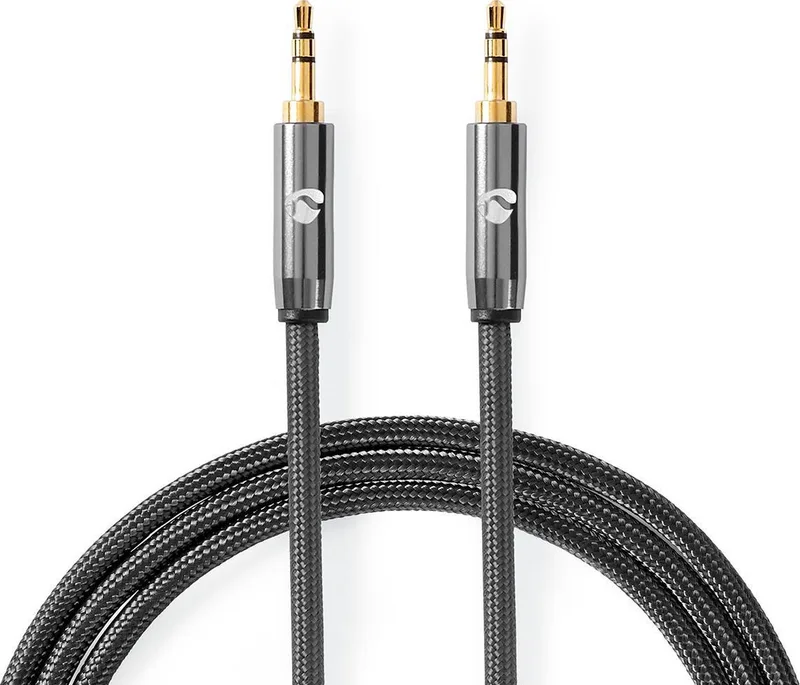 Stereo-Audiokabel - 3,5 mm Male - 3,5 mm Male - Verguld - 5.00 m - Rond - Grijs / Cover Window Box by Nedis in Gun Metal Grijs – product photo