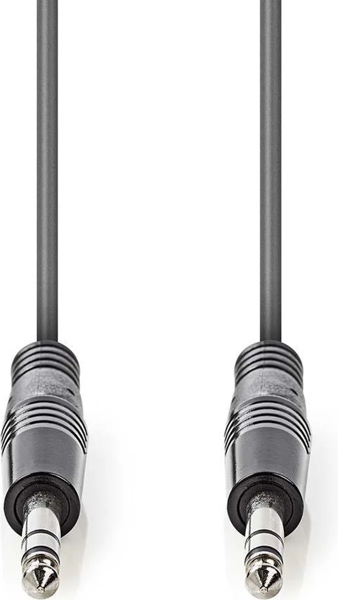 Stereo-Audiokabel - 6,35 mm Male - 6,35 mm Male - Vernikkeld - 5.00 m - Rond - Kartonnen Sleeve van Nedis in Donkergrijs – productfoto