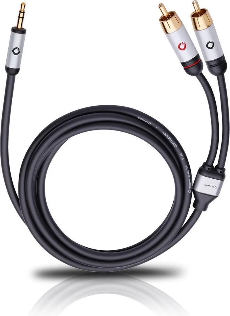 Mobiele audiokabel, 3,5 mm jack naar cinch lengte 1,5 meter by Oehlbach in Black – product photo 1 of 2