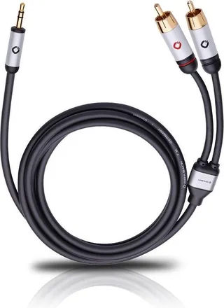 Mobiele audiokabel, 3,5 mm jack naar cinch lengte 3 meter van Oehlbach in Zwart – productfoto 1 van 2
