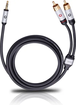 Mobiele audiokabel 3,5 mm jack naar cinch lengte 5 meter van Oehlbach in Zwart – productfoto 1 van 2