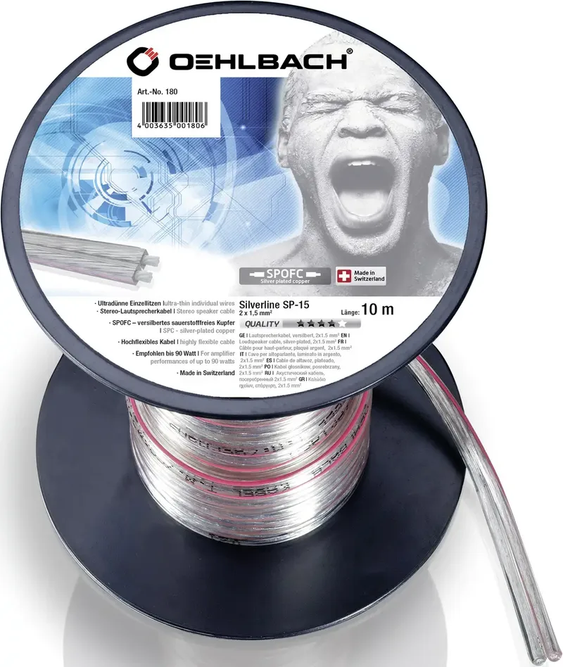 Oehlbach 180 Luidsprekerkabel 2 x 1.5 mm² + 2 x 1.5 mm² 10 m by Oehlbach in Transparent – product photo