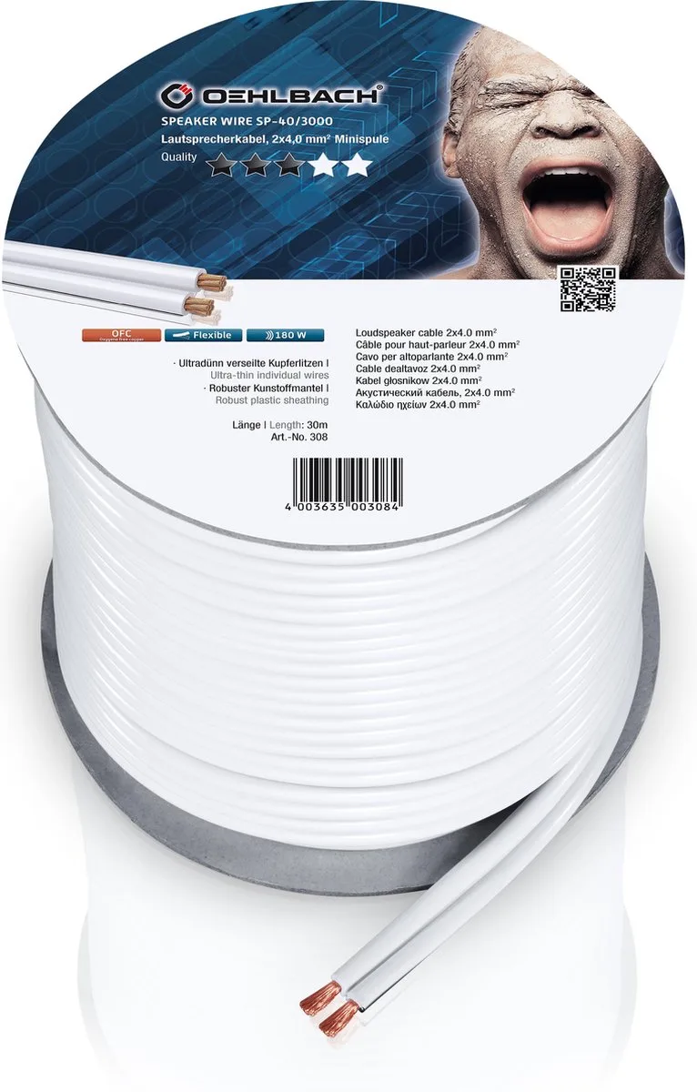 Oehlbach 308 Luidsprekerkabel 2 x 4 mm² 30 m by Oehlbach in White – product photo