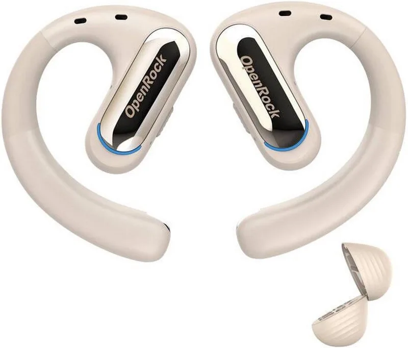 OpenRock - Pro Beige - Draadloze Open-Ear Hoofdtelefoon - Bluetooth - Lange batterij - Ruisonderdrukking - draadloos - TubeBass™ Technologie van OneOdio in Transparant – productfoto