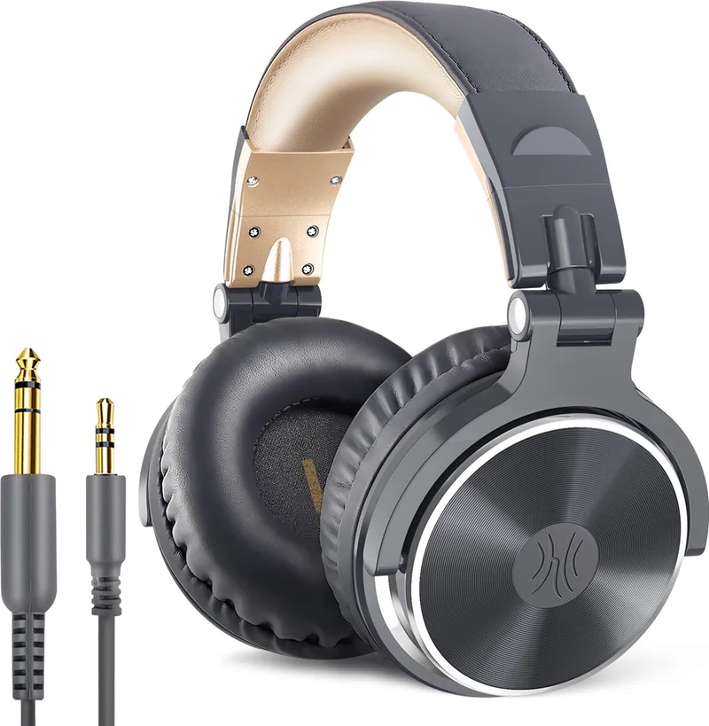 Pro 10 Grijs/Goud - Bedrade hoofdtelefoon - Over ear von OneOdio in Grau – Produktfoto
