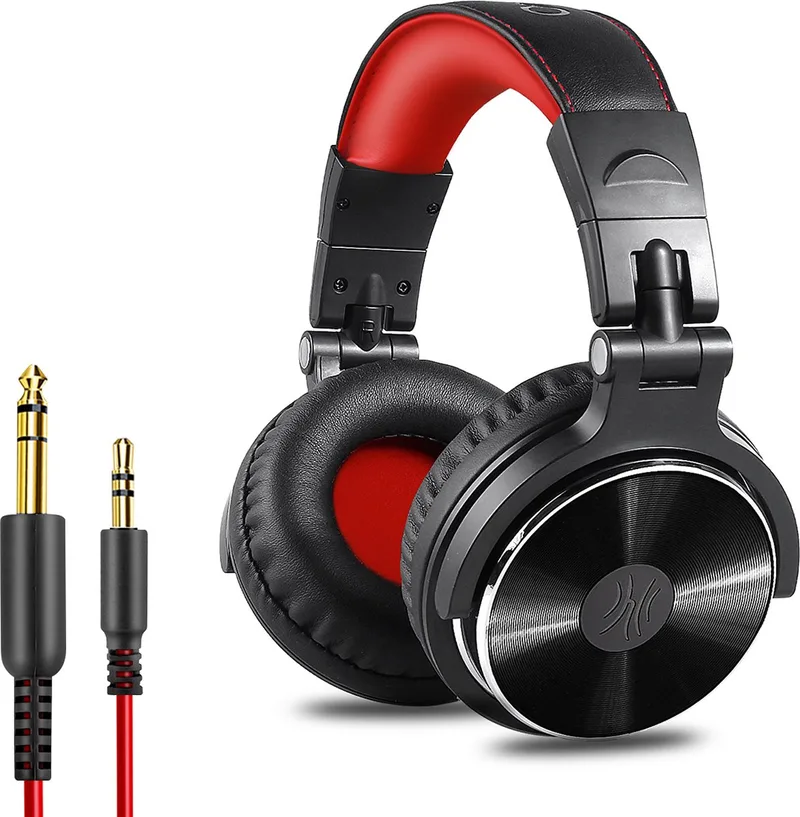 Pro 10 - koptelefoon met microfoon - inklapbaar - muziek | studio | DJ (zwart/rood) van OneOdio in Zwart – productfoto 1 van 2
