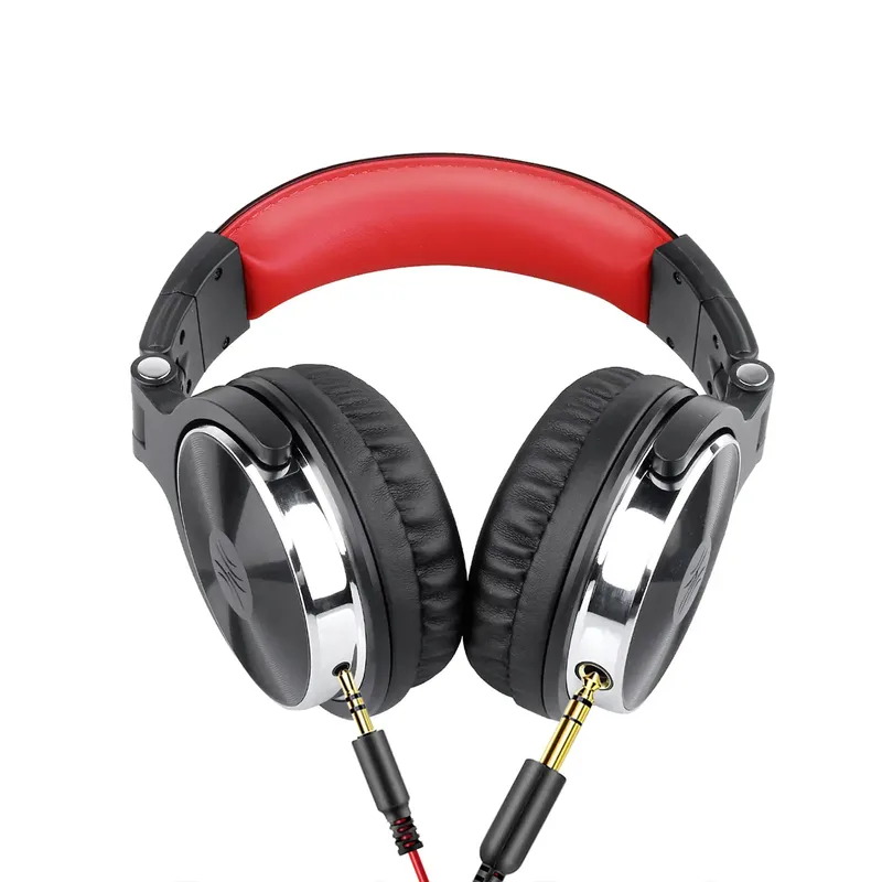 Pro 10 - koptelefoon met microfoon - inklapbaar - muziek | studio | DJ (zwart/rood) van OneOdio in Zwart – productfoto 2 van 2