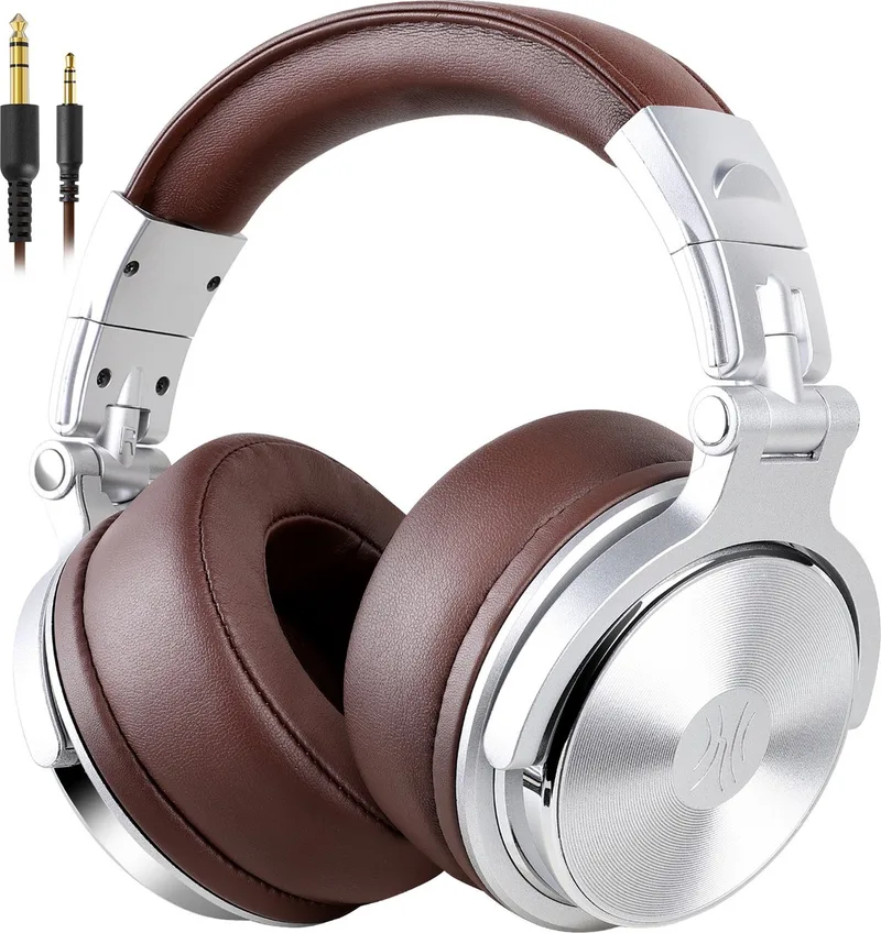 Pro40 Silver-brown - Koptelefoon - ANC Bluetooth Headphone - Draadloze Over-Ear Koptelefoon - Active Noise Cancelling - Microfoon - Incl. Carry Case, USB & Aux Kabel - 40 Uur Afspeeltijd by OneOdio in Silver – product photo 1 of 2