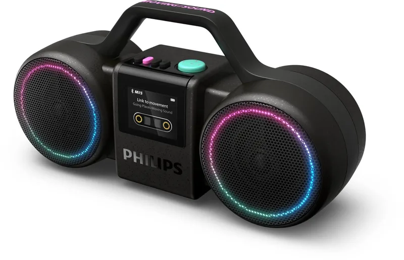 Moving Sound The Roller TAMS60B/00 - Draagbare speaker, 60W RMS, Bluetooth 5.5., Auracast, USB, 24 uur afspeeltijd, IP67 waterdichtheid, kan als powerbank gebruikt worden by Philips in Black – product photo